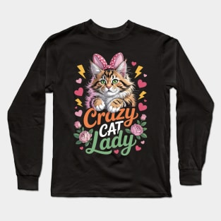 Floral Fashion British Longhair Crazy Cat Lady Mother Mommy Long Sleeve T-Shirt